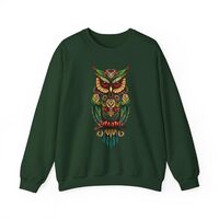 M&S LEATHER Unisex Colorful Tribal Owl Sweatshirt Boho Folk Art Owl Design Pullover For Men &amp