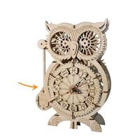 3D Wooden Puzzles for Adults Owl Clock Mechanical Model Kits to Build Handmade Craft Unique