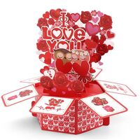 Penitue 3D Pop Up Valentine's Card, Owl with Roses Heart Bouquet Romantic Valentine's Gree