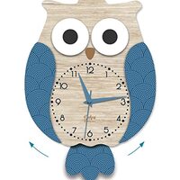 DEKORI Owl Wall Clock with Silent Pendulum – Wooden Decorative Wall Clock, No-Tick Quartz Move