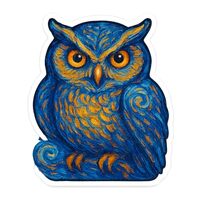 (3 Pack) Owl Post-Impressionist Gogh Style Sticker (2.5" x 3")