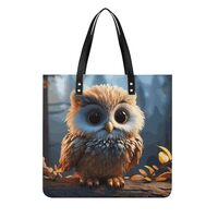 Cute Owl Leather Shoulder Bag Vintage Tote Bag Soft Ladies Purses Handbag Everyday Purse for Work