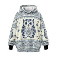 Giftbloom Elegant Floral Owl Oversized Hoodies for Spring Winter Long Sleeve Hooded Tops with Pocket