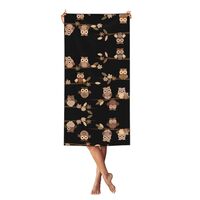 Ghjkfbf Cute Brown Cartoon Owls Print Silver Fox Velvet Beach Bath Towel for Swimming Pool Cruise Tr
