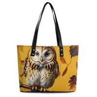 Large Tote Bag for Woman, Leather Handbag with Zipper, Slouchy Owl Branch Shoulder Bags with Sturdy 