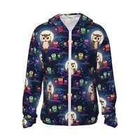 Supdreamc Men's Breathable UPF 50+ Sun Hoodie Owl, Lightweight Full Zip Long Sleeve Jacket For 