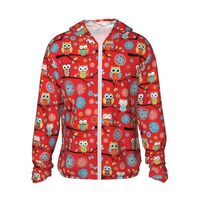 Supdreamc Men's UPF 50+ Sun Protection Hoodie Owl Red, Lightweight Full Zip Long Sleeve Jacket 
