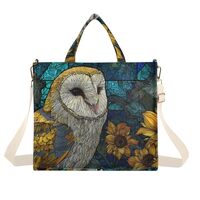 ZRYSMY Owl Stain Glass Tote Bag for Women - Large Cool Corduroy Crossbody Bags for Daily Use Travel 