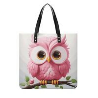 A Pink Owl Handbag Soft Genuine Leather Tote Shoulder Bag Purses And Handbag Top Magnetic Snap Closu