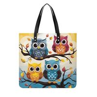 Owls on Tree Branches Handbag Soft Genuine Leather Tote Shoulder Bag Purses And Handbag Top Magnetic