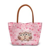 AZULCUSTO Hearts Owl Fashion Printed Square Top Handle Bag Large Capacity Shoulder Bag Hobo Bags for