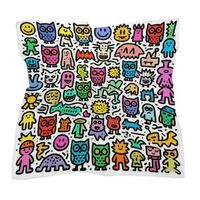 VIDI Owl Doodle Silk Like Head Scarf Satin Bandana Neck Scarf Fashion Headwrap for Women 18"x18