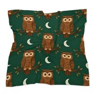 VIDI Owl Branch Silk Like Head Scarf Satin Bandana Neck Scarf Fashion Headwrap for Women 18"x18