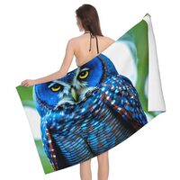 puythgg Soft Microfiber Blue Owl Print Bath Towel:Super Absorbent,Quick-Drying,Lightweight Beach/Gym