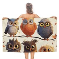 RLDOBOFE Oversize Owls Birds Beach Towel 31" X 51" Double-Sided Absorbent Towel Quick Dry 