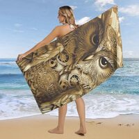 RLDOBOFE Over Sized 63" X 31" Owl Pattern Beach Towel Soft Pool Towels Quick Dry Sand Free