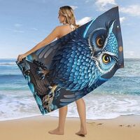 RLDOBOFE Over Sized 63" X 31" Blue Owl Beach Towel Soft Pool Towels Quick Dry Sand Free Be