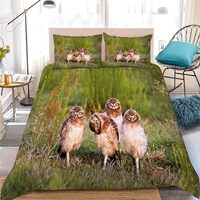 Sxakswol Duvet Cover Twin Size Cute Owl Comforter Covers 3D Printed Wild Animals Duvet Cover Set Kid