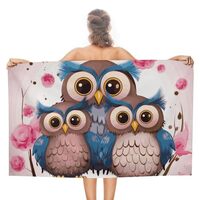 RLDOBOFE Oversize Cute Owls Beach Towel 31" X 51" Double-Sided Absorbent Towel Quick Dry B