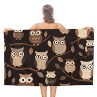 RLDOBOFE Oversize Cute Brown Cartoon Owls Beach Towel 31" X 51" Double-Sided Absorbent Tow