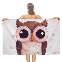 RLDOBOFE Oversize Cute Owl Beach Towel 31" X 51" Double-Sided Absorbent Towel Quick Dry Bl