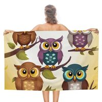 RLDOBOFE Oversize Owls Birds Beach Towel 31" X 51" Double-Sided Absorbent Towel Quick Dry 