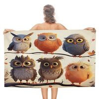 RLDOBOFE Owls Birds Beach Towel 51x31 Inch Super Absorbent Extra Large Sand Free Towels Fast Dry Poo