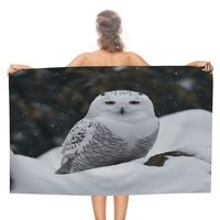 RLDOBOFE Snow Owl Beach Towel 51x31 Inch Super Absorbent Extra Large Sand Free Towels Fast Dry Pool 