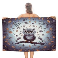RLDOBOFE Owl Tree Branches Beach Towel 51x31 Inch Super Absorbent Extra Large Sand Free Towels Fast 