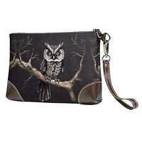 Clutch Purses Women, Small Wristlet Wallet, Late Night Owl Print Handbags Zipper Purses, for Ladies 