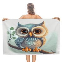 FodPand Cute Owl Bath Towel Soft Beach Towels Double-Faced Pile Absorbent Towel for Travel Sports Sw