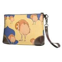 Fashion Wristlet Purses for Women, Crooked Owl Print Leather Clutch Wallet With Wrist Strap Handbags