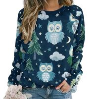 DUMIERTKL Owl Forest Night Sweatshirt for Women Men, Casual Crew Neck Sweatshirt, Loose Long Sleeve 