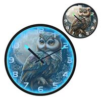 ALAZA Magical Owl Moon Flower Night Light Wall Clock for Bedroom, Sound Control LED Wall Clock Glow 