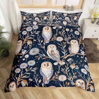 Erosebridal Cartoon Animals Duvet Cover King Owl Family Birds Bedding Set for Kids Teens Vintage Bot
