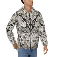 DRTGEDS Owls Birds Mens Hoodies Full Zip Up Sweatshirt Long Sleeve Fleece Jacket Casual Hooded For M