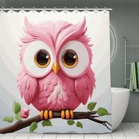 JTREHY A Pink Owl Shower Curtain Heavy Duty Waterproof Shower Curtain Elegant Modern Farmhouse Count