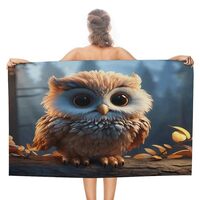 BTCOWZRV Cute Owl Beach Towel Soft Bath Towel Skin-Friendly Double-Faced Pile Towels Large and Thick