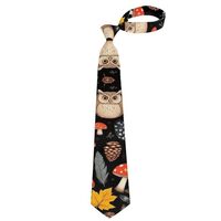 Meaudiwes Soft Formal Shirt With Twill Tie Business Formal Banquet Auditorium Tie For Men Floral Owl