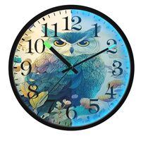 ALAZA Beautiful Owl Bird Leaf Night Light Wall Clock Silent Non Ticking Lighted up Wall Clock Glow i