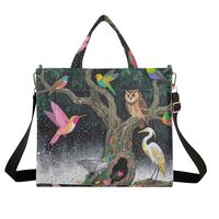 OTVEE Vintage Owl Birds Animal Corduroy Tote Bag for Women Crossbody Purse Work Handbags - Small