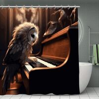 JTREHY Owl Plays Piano Shower Curtain Heavy Duty Waterproof Shower Curtain Elegant Modern Farmhouse 