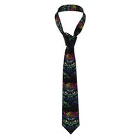fanruoxian Owl On Black Background Men'S Tie, Easy To Care For, 3.1 Inches, Suitable For Weddin