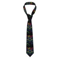 chenfantian Owl On Black Background Men'S Printed Tie, 3.1 Inches, Suitable For Business, Daily