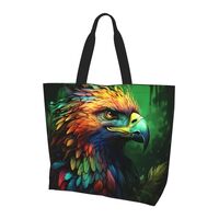 Serious colored owl Ladies large capacity single shoulder shopping bag-Durable Water-Resistant Light
