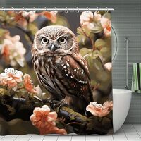 BTCOWZRV Owl and FlowerPolyester Shower Curtain 70.8" Fashionable Design for Bathroom Tub Showe