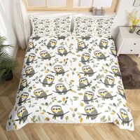 jejeloiu Kawaii Owl Duvet Cover Full Size Boys Girls Forest Owl Bedding Set Breathable Soft Cartoon 