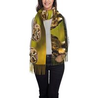 Svvcxzza Elegant Cute Brown Cartoon Owls Print Tassel Scarf For Women,Winter Scarf,77.6" Long W