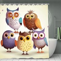 GBNMQED Owls BirdsPolyester Shower Curtain 70.8x70.8in Bathroom Partition Curtain Decorative for Bat