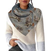 SEBNATAL Casual Triangle Scarf for Women, Warm Soft Cute White Owl Scarves, Shawl Wrap for Travel Ou